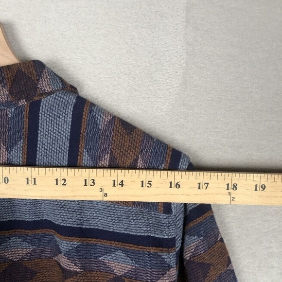 WOOLRICH Aztec Flannel Shirt Women's XL Blue Button Up Casual Western Ranch - Picture 13 of 16